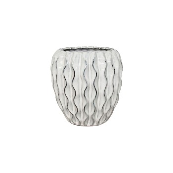 ΚΑΣΠΩ ΠΗΛΙΝΟ ΛΕΥΚΟ ΚΥΛΙΝΔΡΙΚΟ ΜΕ ΜΑΥΡΕΣ ΡΑΒΔΩΣΕΙΣ - Φ19x19cm  6/ΚΙΒ