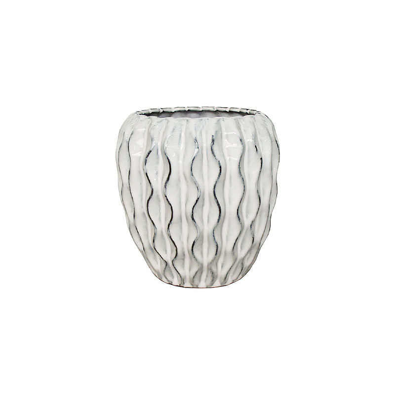 ΚΑΣΠΩ ΠΗΛΙΝΟ ΛΕΥΚΟ ΚΥΛΙΝΔΡΙΚΟ ΜΕ ΜΑΥΡΕΣ ΡΑΒΔΩΣΕΙΣ - Φ19x19cm  6/ΚΙΒ