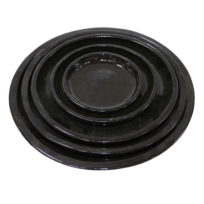 ΣΕΤ/5 ΠΙΑΤΑΚΙΑ ΠΗΛΙΝΑ ΜΑΥΡΑ ΣΤΡΟΓΓΥΛΑ - XS:Φ14.5x2, S:Φ20x2.5, M:Φ23x3.4, L:Φ30.5x4.5, XL:Φ35.5x4.5cm