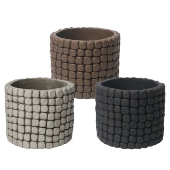 ΤΣΙΜΕΝΤΕΝΙΟ ΚΑΣΠΩ (3 ΣΧΕΔΙΑ ASS) ΕΚΡΟΥ-ΚΑΦΕ-ΜΑΥΡΟ ME ΦΥΣΑΛΙΔΕΣ - Φ14.5x11.8cm 3/12ΚΙΒ