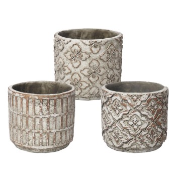 ΤΣΙΜΕΝΤΕΝΙΟ ΚΑΣΠΩ (3 ΣΧΕΔΙΑ ASS) ΜΠΕΖ ΑΝΑΓΛΥΦΟ ΜΟΤΙΒΟ - Φ14x12.3cm 3/12ΚΙΒ