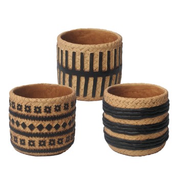 ΤΣΙΜΕΝΤΕΝΙΟ ΚΑΣΠΩ (3 ΣΧΕΔΙΑ ASS) ΚΑΦΕ ΜΠΟΧΟ ΜΕ ΓΡΑΜΜΕΣ ΚΑΙ ΓΕΩΜΕΤΡΙΚΑ ΣΧΕΔΙΑ - Φ13.5x12.8cm 3/12ΚΙΒ