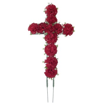 ΣΤΑΥΡΟΣ ΑΝΘΕΩΝ ΜΕ KOKKINA ΓΑΡΥΦΑΛΛΑ - Y55cm 40/120ΚIΒ