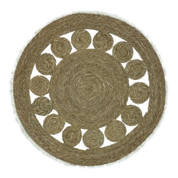 ΧΑΛΙ ΨΑΘΑ ΦΥΣΙΚΟ ΚΑΦΕ/ΕΚΡΟΥ ΚΡΟΣΙΑ ΠΛΕΞΗ ΜΕ ΚΥΚΛΟΥΣ ΛΟΥΛΟΥΔΙ ΚΑΙ ΚΡΟΣΙΑ - Φ100cm 10/KIB