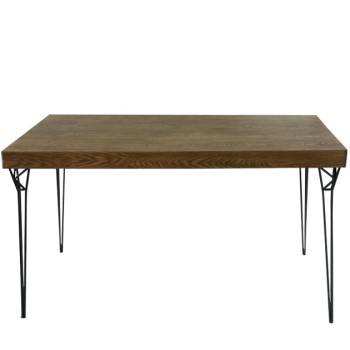 ΤΡΑΠΕΖΙ ΜΕ ΜΕΤΑΛΛΙΚΑ ΠΟΔΙΑ - MAYΡΟ/ΚΑΦΕ 150x90x80cm