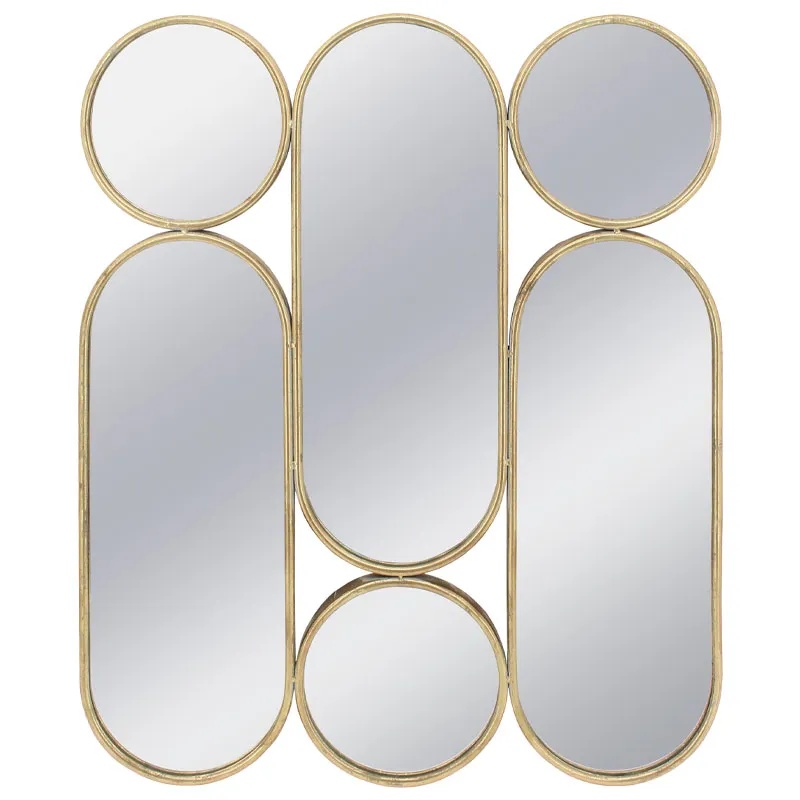 ΜΕΤΑΛΛΙΚΟΣ ΚΑΘΡΕΦΤΗΣ ΤΟΙΧΟΥ ΧΡΥΣΟ ΚΥΚΛΟΙ/ΟΒΑΛ (ΣΥΝΘΕΣΗ X6) - 75.5x2.5x90.5cm 1/KIB