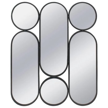 ΜΕΤΑΛΛΙΚΟΣ ΚΑΘΡΕΦΤΗΣ ΤΟΙΧΟΥ ΜΑΥΡΟ ΚΥΚΛΟΙ/ΟΒΑΛ (ΣΥΝΘΕΣΗ X6) - 75.5x2.5x90.5cm 1/KIB