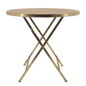 ΜΕΤΑΛΛΙΚΟ ΠΤΥΣΣΟΜΕΝΟ ΤΡΑΠΕΖΑΚΙ ΧΡΥΣΟ ΣΤΡΟΓΓΥΛΟ - Φ73.5x70cm 1/KIB