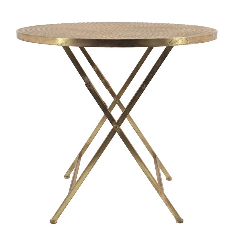 ΜΕΤΑΛΛΙΚΟ ΠΤΥΣΣΟΜΕΝΟ ΤΡΑΠΕΖΑΚΙ ΧΡΥΣΟ ΣΤΡΟΓΓΥΛΟ - Φ73.5x70cm 1/KIB