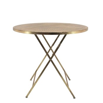 ΜΕΤΑΛΛΙΚΟ ΠΤΥΣΣΟΜΕΝΟ ΤΡΑΠΕΖΑΚΙ ΧΡΥΣΟ ΣΤΡΟΓΓΥΛΟ - Φ56x55.5cm 1/KIB