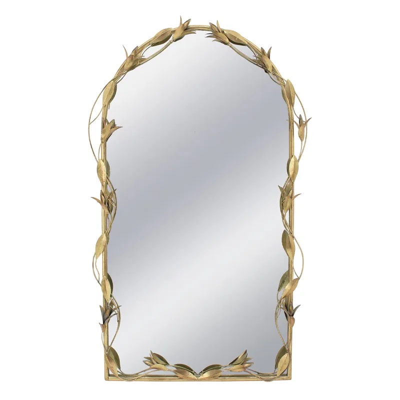 ΜΕΤΑΛΛΙΚΟΣ ΚΑΘΡΕΦΤΗΣ ΤΟΙΧΟΥ ΧΡΥΣΟ ΚΛΑΡΕΣ ΦΥΛΛΩΝ - 66x8x108.5cm 1/KIB