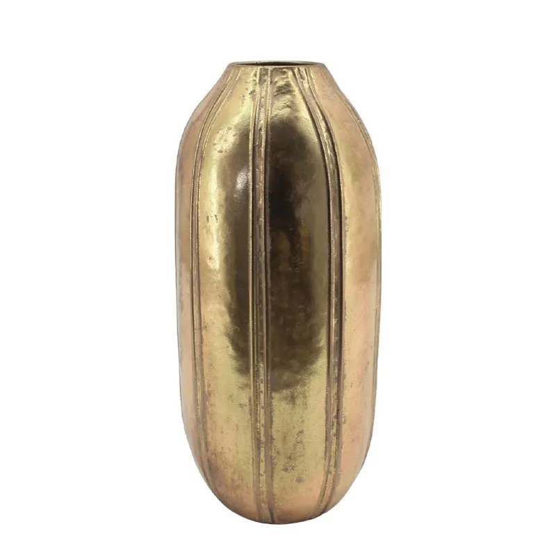 ΜΕΤΑΛΛΙΚΟ ΒΑΖΟ ΧΡΥΣΟ ΣΤΡΟΓΓΥΛΟ/ΩΟΕΙΔΕΣ ΨΗΛΟ - Φ21x48.5cm 4/KIB