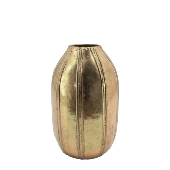 ΜΕΤΑΛΛΙΚΟ ΒΑΖΟ ΧΡΥΣΟ ΣΤΡΟΓΓΥΛΟ/ΩΟΕΙΔΕΣ ΚΟΝΤΟ - Φ20x35.5cm 4/KIB