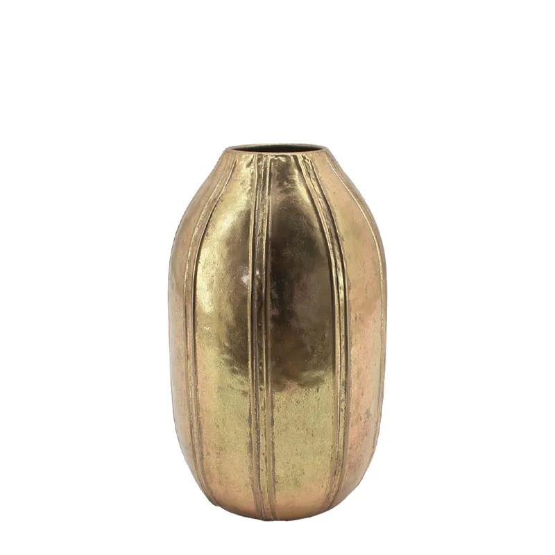 ΜΕΤΑΛΛΙΚΟ ΒΑΖΟ ΧΡΥΣΟ ΣΤΡΟΓΓΥΛΟ/ΩΟΕΙΔΕΣ ΚΟΝΤΟ - Φ20x35.5cm 4/KIB