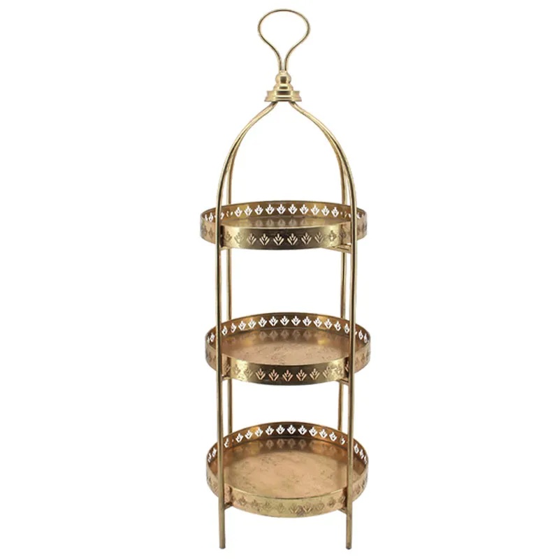 ΜΕΤΑΛΛΙΚΗ ΕΤΑΖΕΡΑ  ΔΙΣΚΟΙ 3 ΕΠΙΠΕΔΩΝ ΧΡΥΣΟ ΣΤΡΟΓΓΥΛΗ - Φ36.5x148.5cm 1/KIB