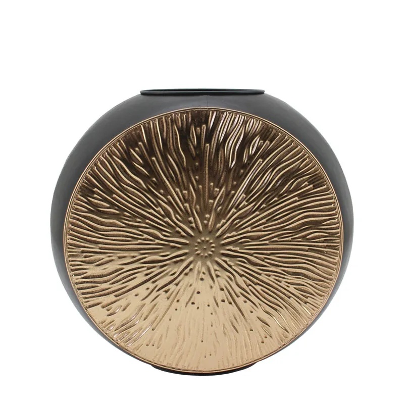 ΜΕΤΑΛΛΙΚΟ ΒΑΖΟ ΧΡΥΣΟ-ΜΑΥΡΟ ΚΥΚΛΙΚΟ/ΑΚΤΙΝΩΤΟ ΜΙΚΡΟ - 53x15.5x49.5cm 1/KIB