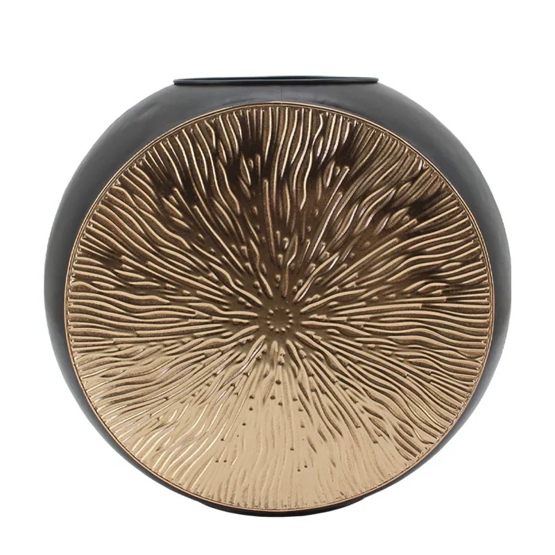 ΜΕΤΑΛΛΙΚΟ ΒΑΖΟ ΧΡΥΣΟ-ΜΑΥΡΟ ΚΥΚΛΙΚΟ/ΑΚΤΙΝΩΤΟ ΜΕΓΑΛΟ - 60x20.5x54cm 1/KIB