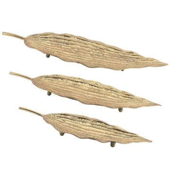 ΜΕΤΑΛΛΙΚΗ ΠΙΑΤΕΛΑ ΣΕΡΒΙΡΙΣΜΑΤΟΣ ΣΕΤ/3 ΧΡΥΣΟ ΦΥΛΛΟ ΓΡΑΜΜΩΤΟ - L:97.5x33x6, M:80.5x26x5, S:61x21x5cm 2/KIB