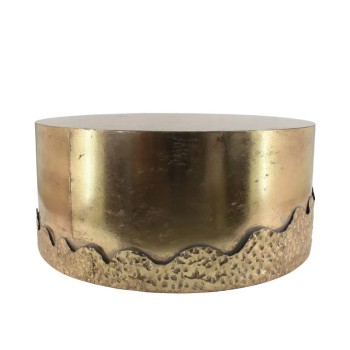 ΜΕΤΑΛΛΙΚΟ ΤΡΑΠΕΖΑΚΙ ΧΡΥΣΟ ΣΤΡΟΓΓΥΛΟ ΚΥΜΑΤΙΣΤΗ ΒΑΣΗ - Φ82x36.5cm 1/KIB