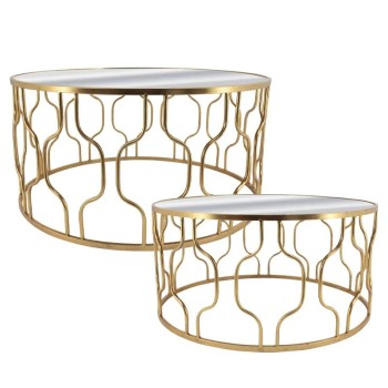 ΜΕΤΑΛΛΙΚΟ ΤΡΑΠΕΖΑΚΙ ΣΕΤ/2 ΧΡΥΣΟ ΣΤΡΟΓΓΥΛΟ/ΧΑΜΗΛΟ/ΚΑΘΡΕΠΤΗΣ - L:Φ80x40, S:69.5x35cm 1/KIB