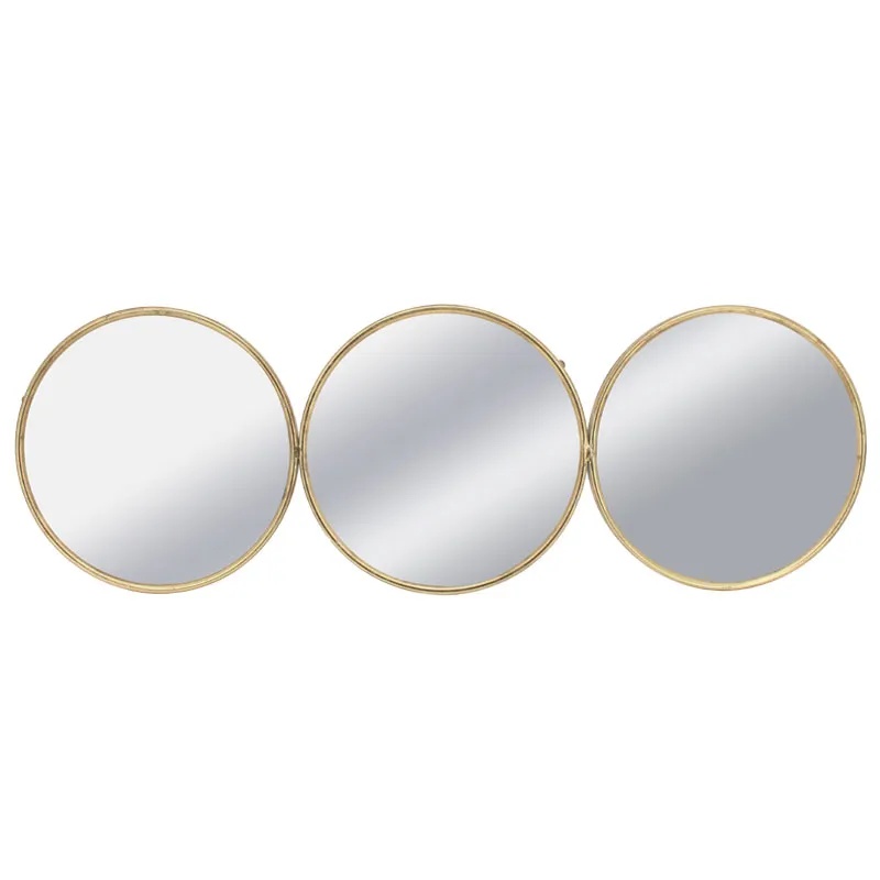 ΜΕΤΑΛΛΙΚΟΣ ΚΑΘΡΕΦΤΗΣ ΤΟΙΧΟΥ ΧΡΥΣΟ ΟΡΙΖΟΝΤΙΟΣ/ΚΥΚΛΟΙ (ΣΥΝΘΕΣΗ X3) - 105x2.5x35cm 2/KIB