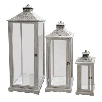 ΞΥΛΙΝΑ ΦΑΝΑΡΙA ΚΕΡΙΩΝ ΚΡΕΜΑΣΤΑ ΕΚΡΟΥ ΠΑΛΑΙΩΜΕΝΟ - L:32x89, M:25x70, S:16.5x44.5cm 2/ΚΙΒ