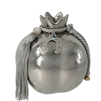 ΚΕΡΑΜΙΚΟ ΡΟΔΙ ΜΕΓΑΛΟ ΑΣΗΜΙ ΣΤΟΛΙΣΜΕΝΟ ΑΣΗΜΙ ΠΕΤΑΛΟ & ΦΟΥΝΤΑ - Φ12.3x13cm 1/18ΚΙΒ