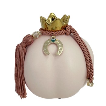 ΚΕΡΑΜΙΚΟ ΡΟΔΙ ΜΕΓΑΛΟ ΡΟΖ/ΧΡΥΣΟ ΣΤΟΛΙΣΜΕΝΟ ΧΡΥΣΟ ΠΕΤΑΛΟ ΣΑΠΙΟ ΜΗΛΟ ΦΟΥΝΤΑ - Φ12.3x13cm 1/18ΚΙΒ