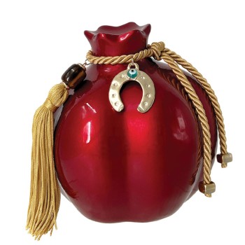 ΚΕΡΑΜΙΚΟ ΡΟΔΙ ΓΙΓΑΣ ΛΟΞΟ ΚΟΚΚΙΝΟ ΣΤΟΛΙΣΜΕΝΟ ΧΡΥΣΟ ΠΕΤΑΛΟ & ΦΟΥΝΤΑ - Φ13x14cm 1/18ΚΙΒ