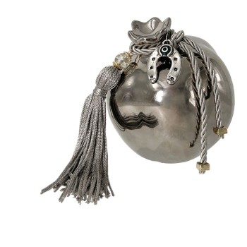 ΚΕΡΑΜΙΚΟ ΡΟΔΙ ΜΕΣΑΙΟ ΛΟΞΟ ΑΣΗΜΙ ΣΤΟΛΙΣΜΕΝΟ ΑΣΗΜΙ ΠΕΤΑΛΟ & ΦΟΥΝΤΑ - Φ9.3x10.5cm 6/36ΚΙΒ