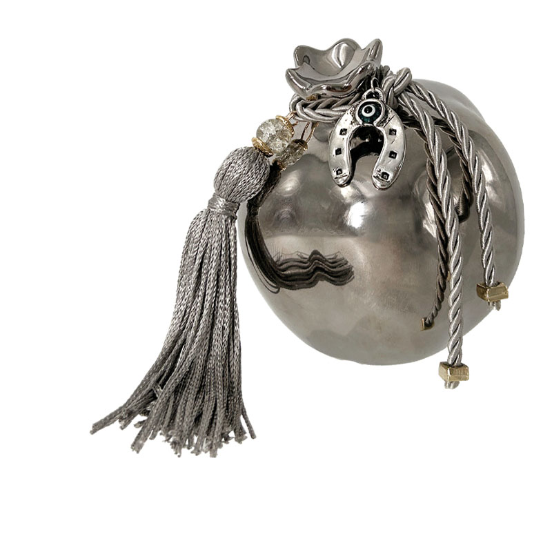 ΚΕΡΑΜΙΚΟ ΡΟΔΙ ΜΕΣΑΙΟ ΛΟΞΟ ΑΣΗΜΙ ΣΤΟΛΙΣΜΕΝΟ ΑΣΗΜΙ ΠΕΤΑΛΟ & ΦΟΥΝΤΑ - Φ9.3x10.5cm 6/36ΚΙΒ