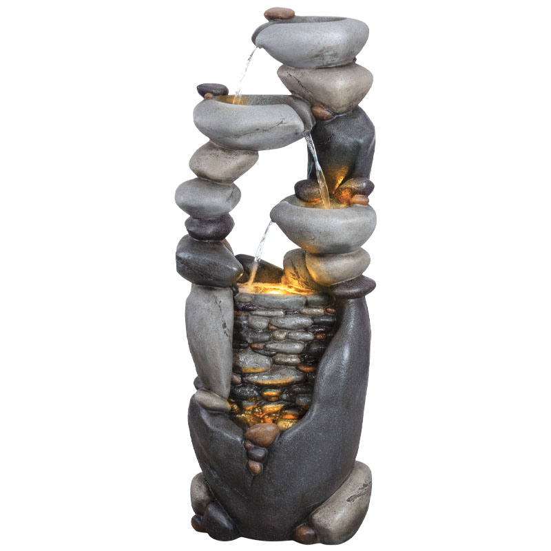 ΕΠΙΔΑΠΕΔΙΟ ΣΥΝΤΡΙΒΑΝΙ ΔΙΑΚΟΣΜΗΣΗΣ ΓΚΡΙ ΜΕ ΦΩΣ ΠΕΤΡΕΣ 4 ΕΠΙΠΕΔΑ - 52x34x130cm 1/ΚΙΒ