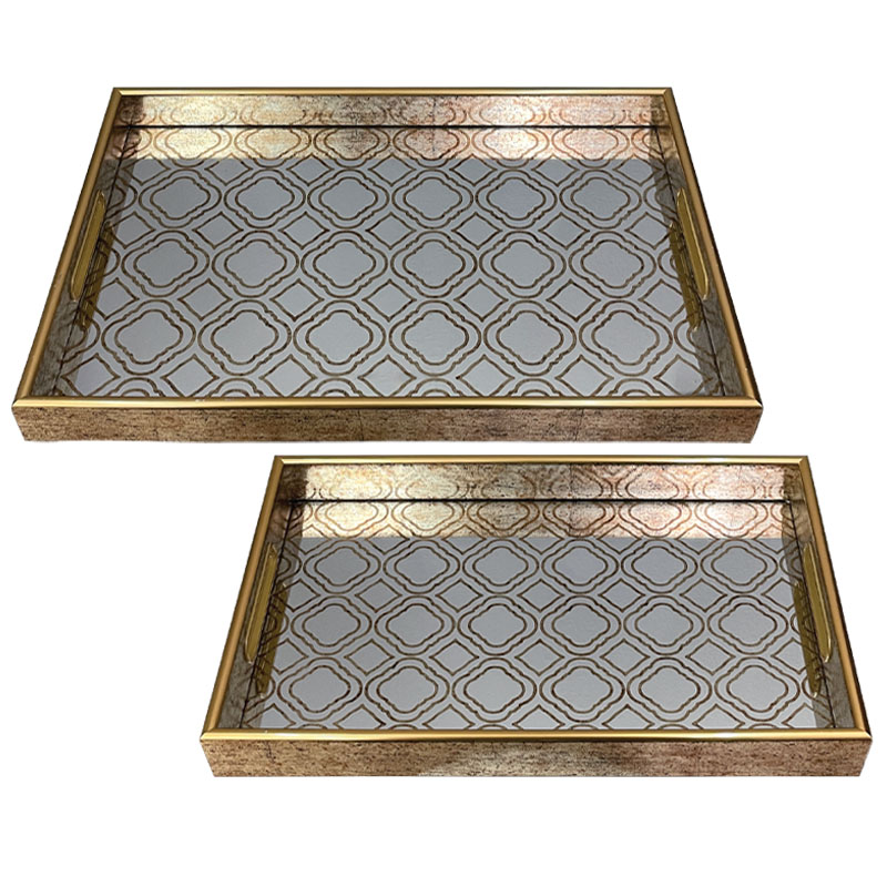 ΔΙΣΚΟΙ MDF & ΚΑΘΡΕΦΤΗΣ ΣΕΤ/2 ΧΡΥΣΟ ΜΑΡΟΚΙΝΟ ΜΟΤΙΒΟ ΟΡΘΟΓΩΝΙΟΙ ΜΕ ΧΕΡΟΥΛΙΑ - L:45x30, S:40x25cm 8/KIB