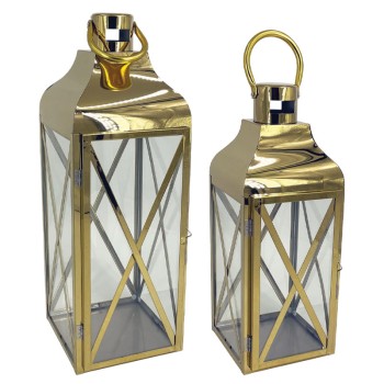 ΜΕΤΑΛΛΙΚA ΦΑΝΑΡΙA ΣΕΤ2 ΧΡΥΣΟ ΓΙΑ ΚΕΡΙΑ - L:19.5x57/65, S:16x44/50cm 4/KIB