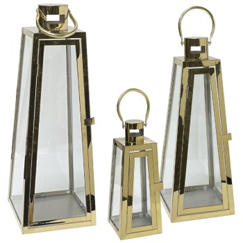 ΜΕΤΑΛΛΙΚA ΦΑΝΑΡΙA ΣΕΤ3 ΧΡΥΣΟ ΓΙΑ ΚΕΡΙΑ - L:18x51/59, M:14x38/44.5, S:10x29.5/32cm 4/KIB