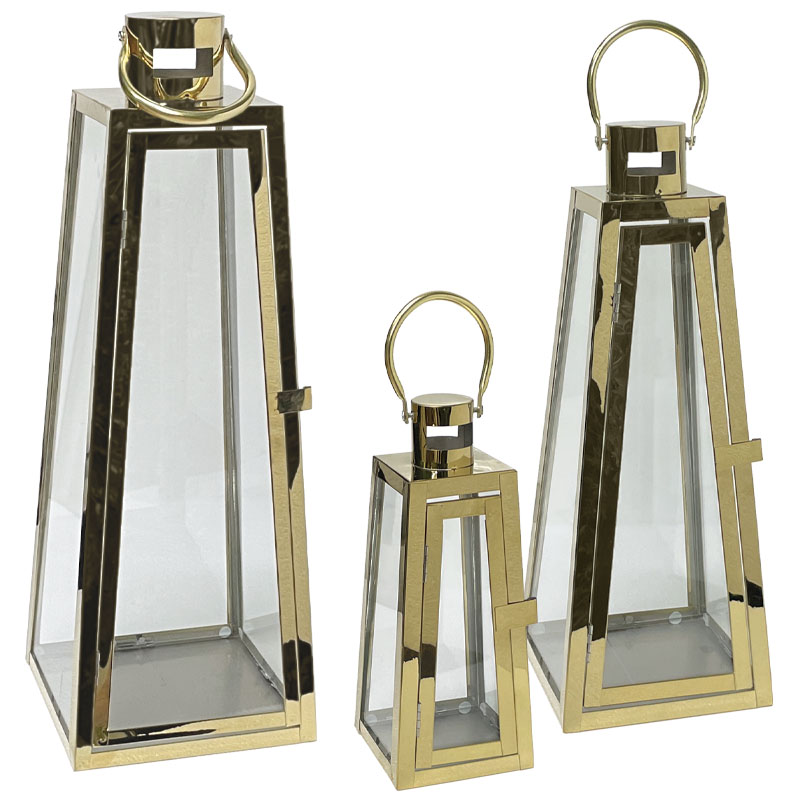 ΜΕΤΑΛΛΙΚA ΦΑΝΑΡΙA ΣΕΤ3 ΧΡΥΣΟ ΓΙΑ ΚΕΡΙΑ - L:18x51/59, M:14x38/44.5, S:10x29.5/32cm 4/KIB