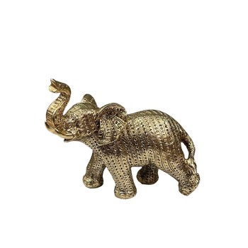 ΔΙΑΚΟΣΜΗΤΙΚΟ ΠΟΛΥΕΣΤΕΡΙΚΟ ΧΡΥΣΟ ΕΛΕΦΑΝΤΑΚΙ - ΑΝΑΓΛΥΦΟ ΜΟΤΙΒΟ - 16x8x15.5cm 24/KIB