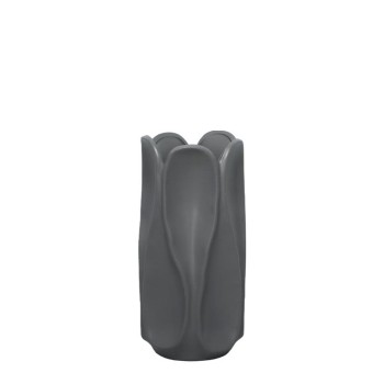 ΒΑΖΟ ΣΚΟΥΡΟ ΓΚΡΙ ΚΕΡΑΜΙΚΟ ΜΕ ΠΤΥΧΩΣΕΙΣ - 14.7x30cm 1/12ΚΙΒ