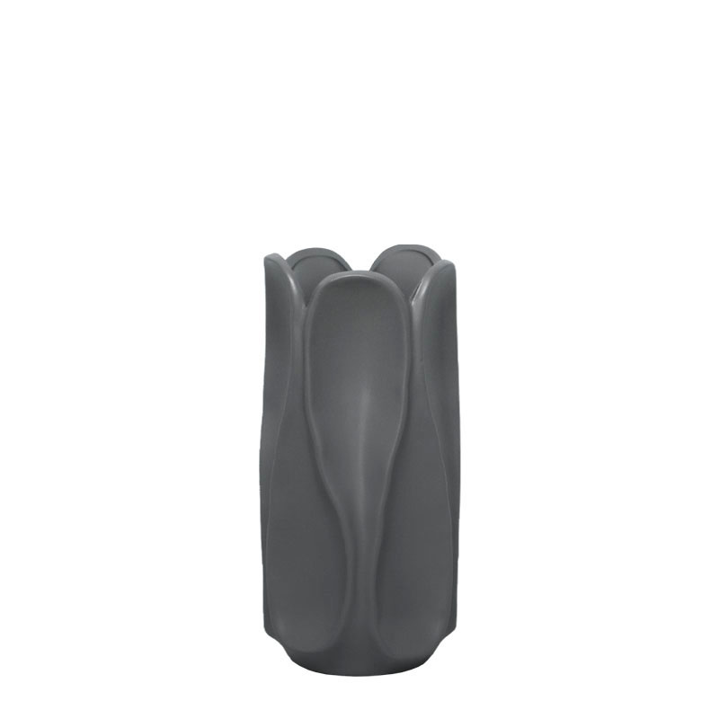 ΒΑΖΟ ΣΚΟΥΡΟ ΓΚΡΙ ΚΕΡΑΜΙΚΟ ΜΕ ΠΤΥΧΩΣΕΙΣ - 14.7x30cm 1/12ΚΙΒ
