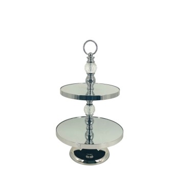 ΟΡΝΤΕΡΒΙΕΡΑ ΜΕΤΑΛΛΙΚΗ ΑΣΗΜΙ/ΛΕΥΚΟ ΣΤΡΟΓΓΥΛΗ 2 ΔΙΣΚΩΝ ΜΕ ΚΡΥΣΤΑΛΛΑ & ΚΑΘΡΕΦΤΗ - Φ30x50cm 6/ΚΙΒ