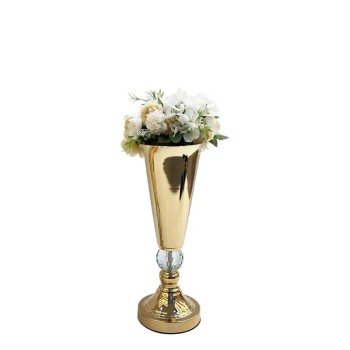 ΒΑΖΟ ΜΕΤΑΛΛΙΚO ΧΡΥΣΟ/ΛΕΥΚΟ ΚΛΑΣΙΚΟ ΜΕ ΚΡΥΣΤΑΛΛΟ ΜΙΚΡΟ - Φ12x33cm 24/ΚΙΒ