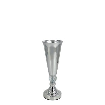 ΒΑΖΟ ΜΕΤΑΛΛΙΚO ΑΣΗΜΙ/ΛΕΥΚΟ ΚΛΑΣΙΚΟ ΜΕ ΚΡΥΣΤΑΛΛΟ ΜΙΚΡΟ - Φ12x33cm 24/ΚΙΒ