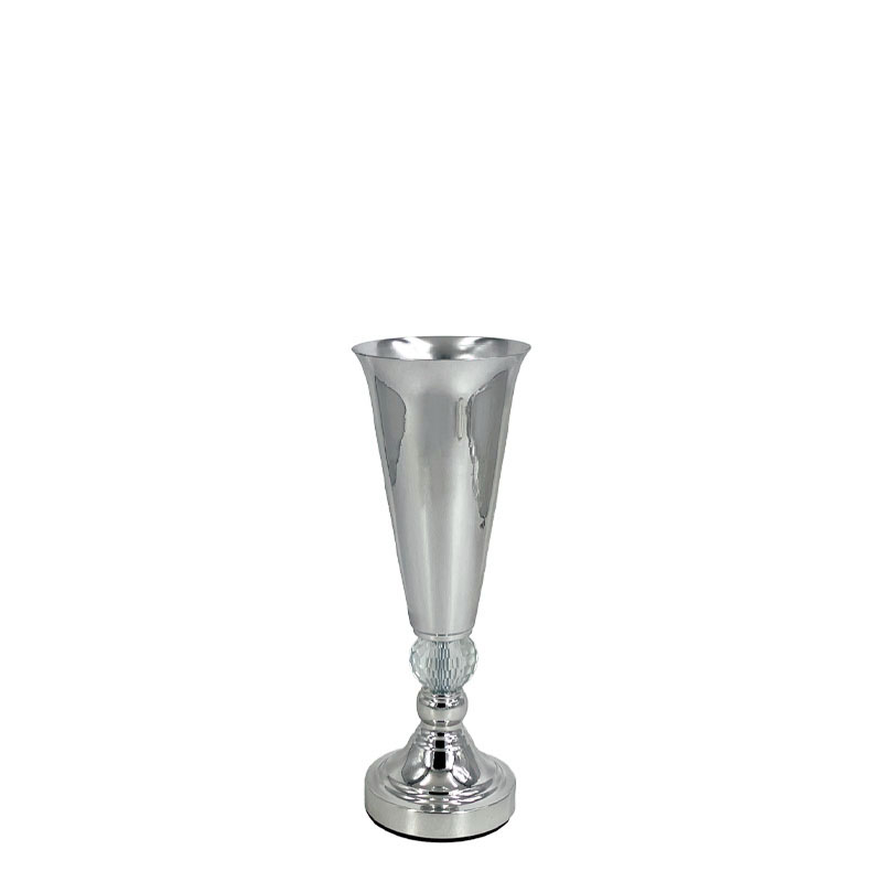 ΒΑΖΟ ΜΕΤΑΛΛΙΚO ΑΣΗΜΙ/ΛΕΥΚΟ ΚΛΑΣΙΚΟ ΜΕ ΚΡΥΣΤΑΛΛΟ ΜΙΚΡΟ - Φ12x33cm 24/ΚΙΒ