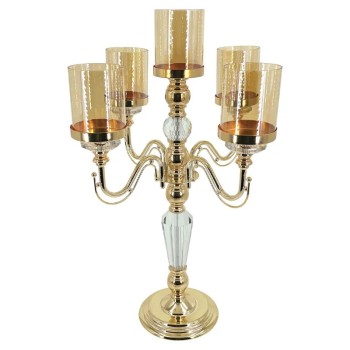 ΚΗΡΟΠΗΓΙΟ ΜΕΤΑΛΛΙΚΟ ΧΡΥΣΟ/ΛΕΥΚΟ/ΜΕΛΙ ΚΛΑΣΙΚΟ ΜΕ ΚΡΥΣΤΑΛΛΑ 5 ΘΕΣΕΩΝ - Φ36x60cm 6/ΚΙΒ