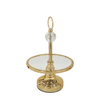 ΟΡΝΤΕΡΒΙΕΡΑ ΜΕΤΑΛΛΙΚΗ ΧΡΥΣΟ/ΛΕΥΚΟ ΜΟΝΗ ΣΤΡΟΓΓΥΛΗ ΙΣΙΑ ΜΕΓΑΛΗ ΜΕ ΚΡΥΣΤΑΛΛΟ & ΓΥΑΛΙ - Φ23x35cm 12/ΚΙΒ