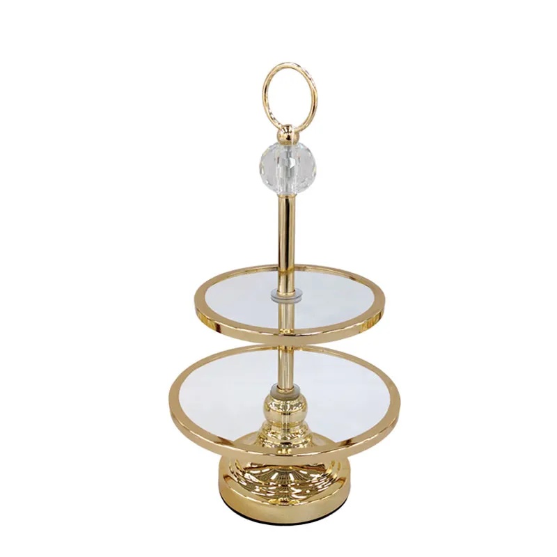 ΟΡΝΤΕΡΒΙΕΡΑ ΜΕΤΑΛΛΙΚΗ ΧΡΥΣΟ/ΛΕΥΚΟ 2 ΔΙΣΚΩΝ ΣΤΡΟΓΓΥΛΗ ΙΣΙΑ ΜΕ ΚΡΥΣΤΑΛΛΟ & ΓΥΑΛΙ - Φ23x43cm 12/ΚΙΒ