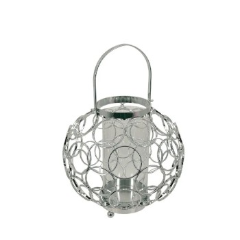 ΚΗΡΟΠΗΓΕΙΟ-ΦΑΝΑΡΙ ΜΕΤΑΛΛΙΚΟ ΑΣΗΜΙ/ΛΕΥΚΟ ΣΦΑΙΡΑ ΚΥΚΛΩΝ ΜΕΓΑΛΟ ΜΕ ΓΥΑΛΙ - Φ23x23cm 6/ΚΙΒ