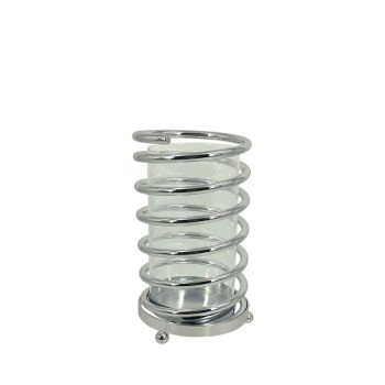 ΚΗΡΟΠΗΓΙΟ ΜΕΤΑΛΛΙΚΟ ΑΣΗΜΙ/ΛΕΥΚΟ ΕΛΑΤΗΡΙΟ ΜΕΓΑΛΟ ΜΕ ΓΥΑΛΙ - Φ13x22cm 24/ΚΙΒ