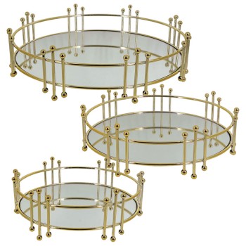 ΔΙΣΚΟΙ ΜΕΤΑΛΛΙΚΟI ΧΡΥΣΟ ΣΕΤ/3 ΣΤΡΟΓΓΥΛΟΙ ΜΕ ΚΑΘΡΕΦΤΗ ΣΤΡΟΓΓΥΛΟ - S:Φ25x10, M:Φ30x10, L:Φ35x10cm 3/ΚΙΒ