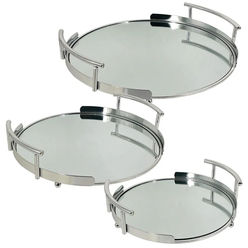 ΔΙΣΚΟΙ ΜΕΤΑΛΛΙΚΟI ΑΣΗΜΙ ΣΕΤ/3 ΣΤΡΟΓΓΥΛΟΙ ΜΕ ΚΑΘΡΕΦΤΗ & ΧΕΡΟΥΛΙΑ - S:25, M:30, L:35cm 4/ΚΙΒ